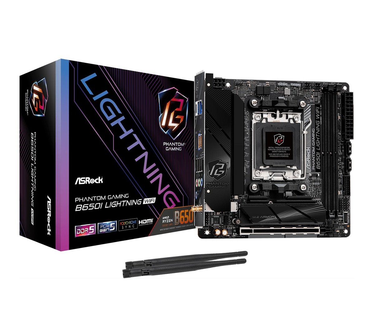 MB Asrock Phantom Gaming B650I Lightning WIFI /AM5/2xDDR5/M.2/W6E+BT5.2/HDMI/mITX