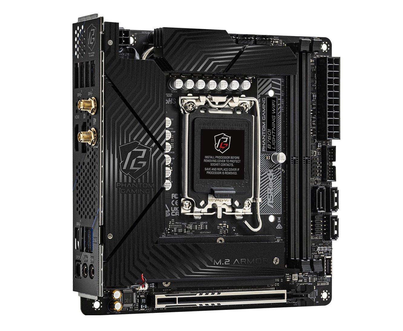 MB Asrock Phantom Gaming B760I Lightning WIFI/LGA1700/2xDDR5/M.2/W6E+BT5.3/HDMI/DP/mITX