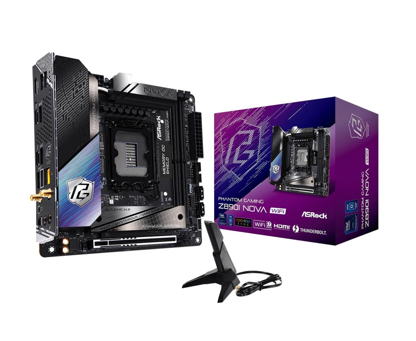 MB Asrock Phantom Gaming Z890I Nova WIFI /LGA1851/2xDDR5/M.2/W7+BT5.4/HDMI/TB4/mITX