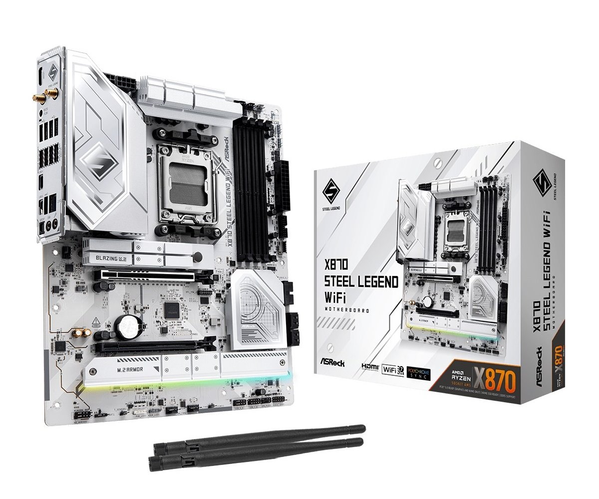 MB Asrock X870 STEEL LEGEND WIFI /AM5/4xDDR5/M.2/W7+BT5.4/HDMI/USB4/ATX/White