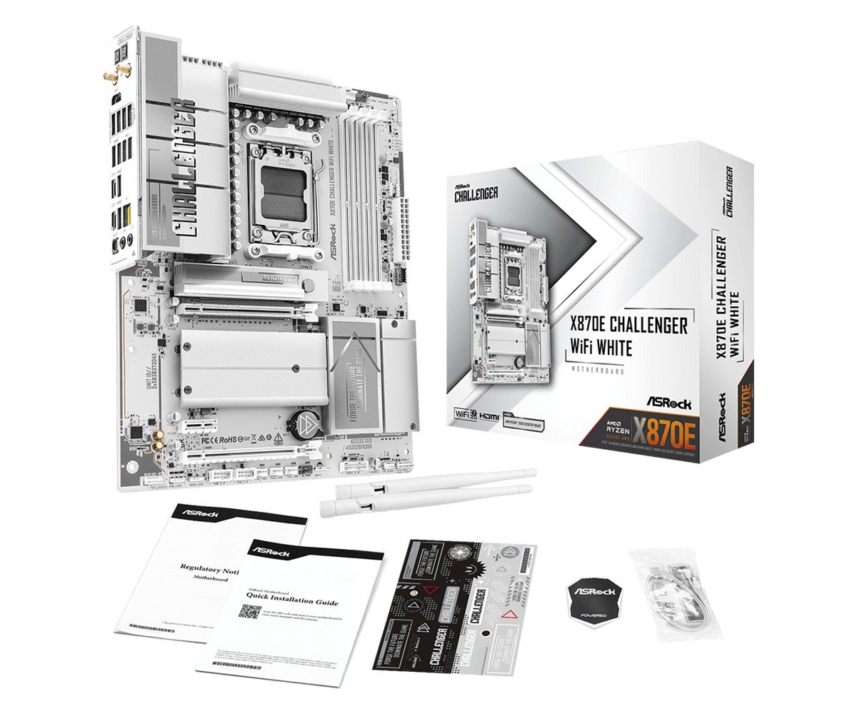 MB Asrock X870E Challenger WiFi White /AM5/4xDDR5/M.2/W7+BT5.4/HDMI/USB4/ATX/White