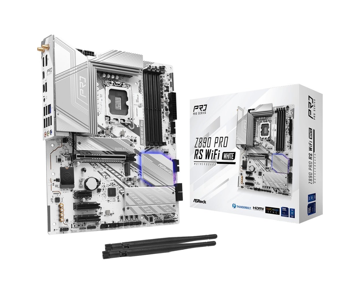 MB Asrock Z890 PRO RS WIFI WHITE /LGA1851/4xDDR5/M.2/W6E+BT5.3/HDMI/DP/TB4/ATX/White