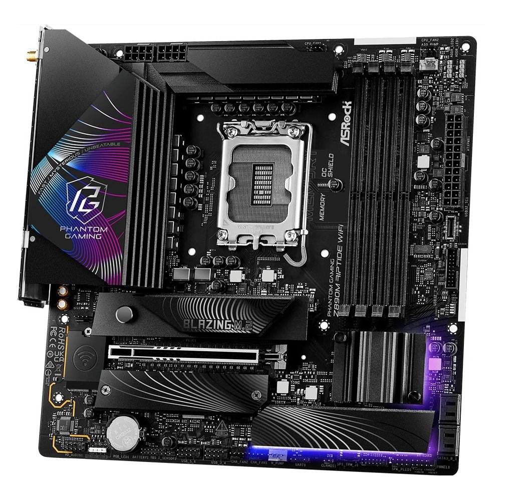 MB Asrock Z890M Riptide WiFi /LGA1851/4xDDR5/M.2/W6E+BT5.3/HDMI/DP/TB4/mATX