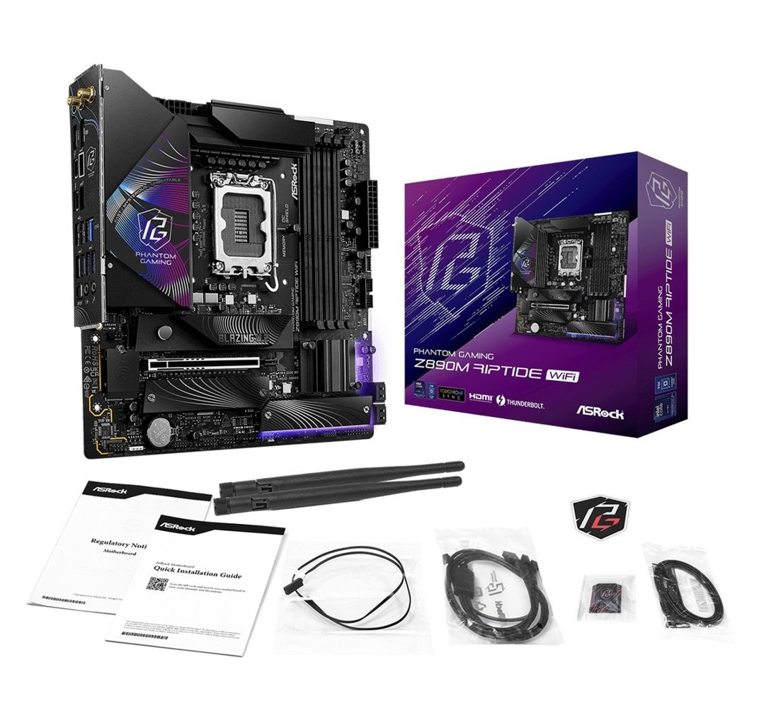 MB Asrock Z890M Riptide WiFi /LGA1851/4xDDR5/M.2/W6E+BT5.3/HDMI/DP/TB4/mATX