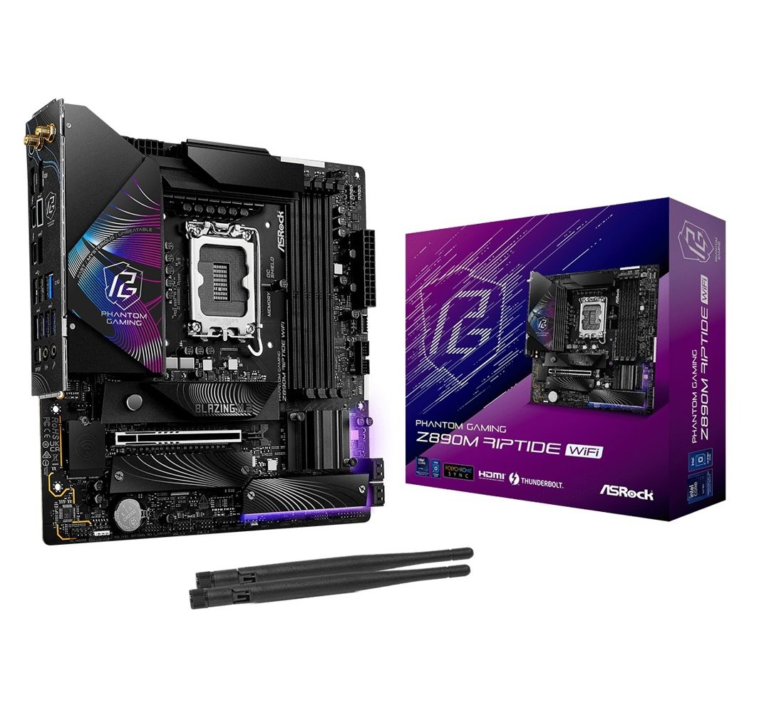 MB Asrock Z890M Riptide WiFi /LGA1851/4xDDR5/M.2/W6E+BT5.3/HDMI/DP/TB4/mATX