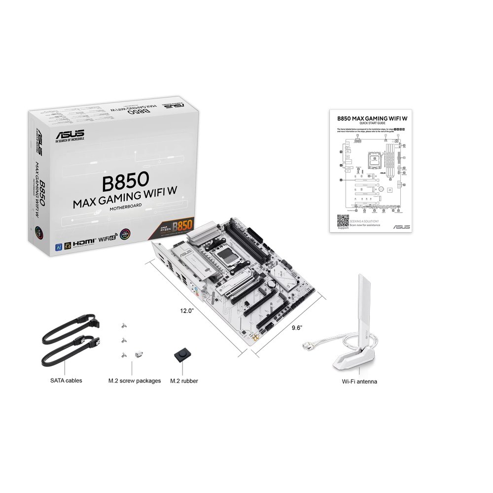 MB ASUS B850 Max Gaming WIFI W /AM5/4xDDR5/M.2/W6E+BT5.3/HDMI/DP/ATX/White