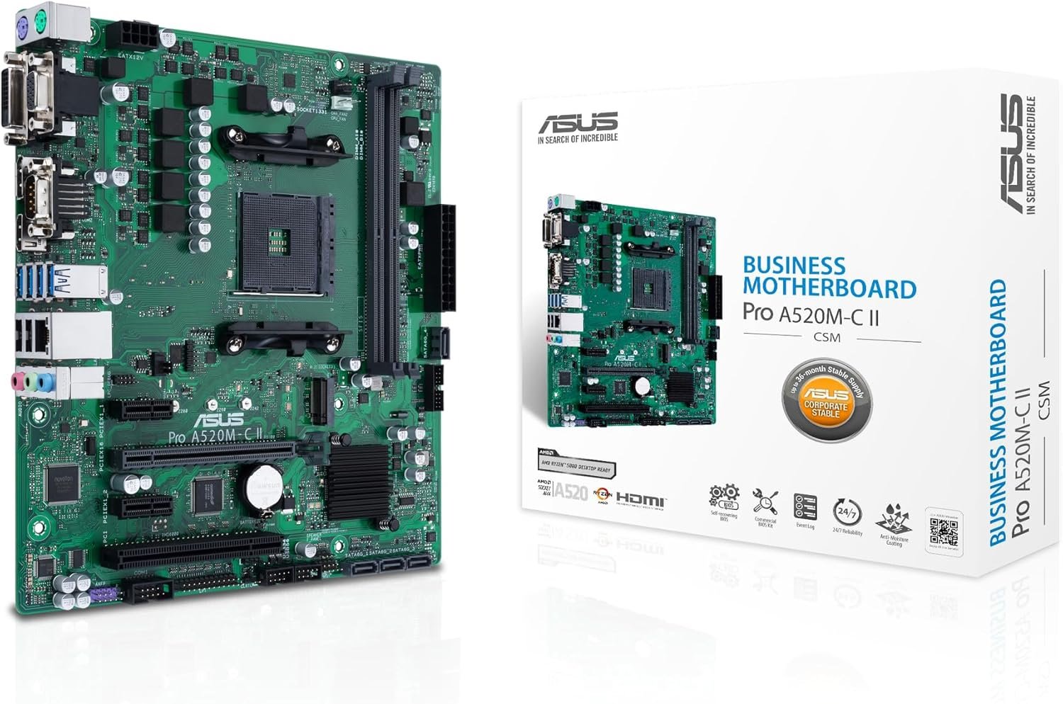 MB ASUS Pro A520M-C II/CS /AM4/2xDDR4/M.2/HDMI/DP/D-sub/DVI-D/mATX