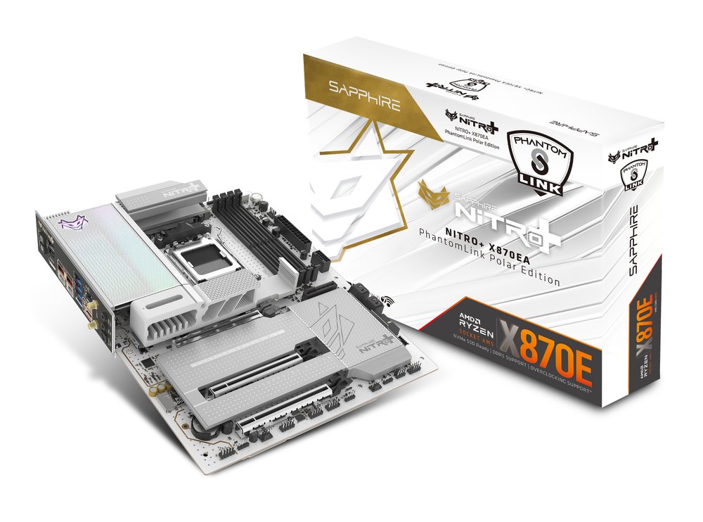 MB SAPPHIRE NITRO+ X870EA PhantomLink Polar /AM5/4xDDR5/M.2/W7+BT5.4/HDMI/DP/ATX, White