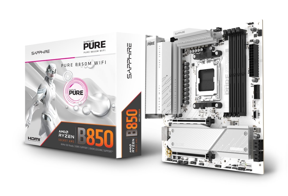 MB SAPPHIRE PURE B850M WIFI /AM5/4xDDR5/WF6+BT5.3/HDMI/DP/mATX/White