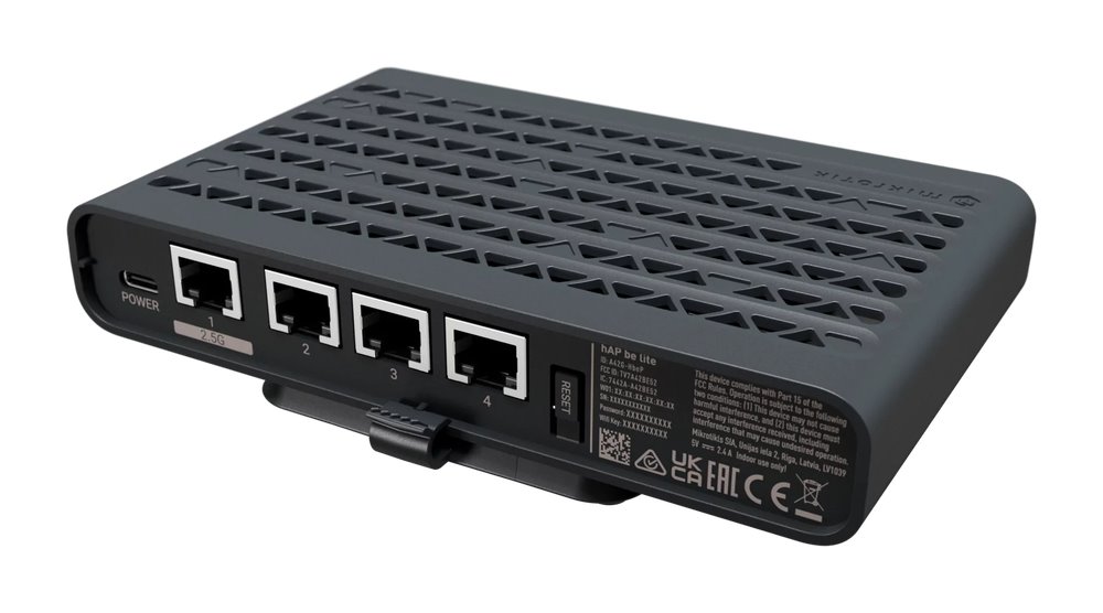 MikroTik A42G-HbeP, hAP be lite Wi-Fi 7 Router & AP, BE3600, 3x1G, 1x2.5G, USB-C