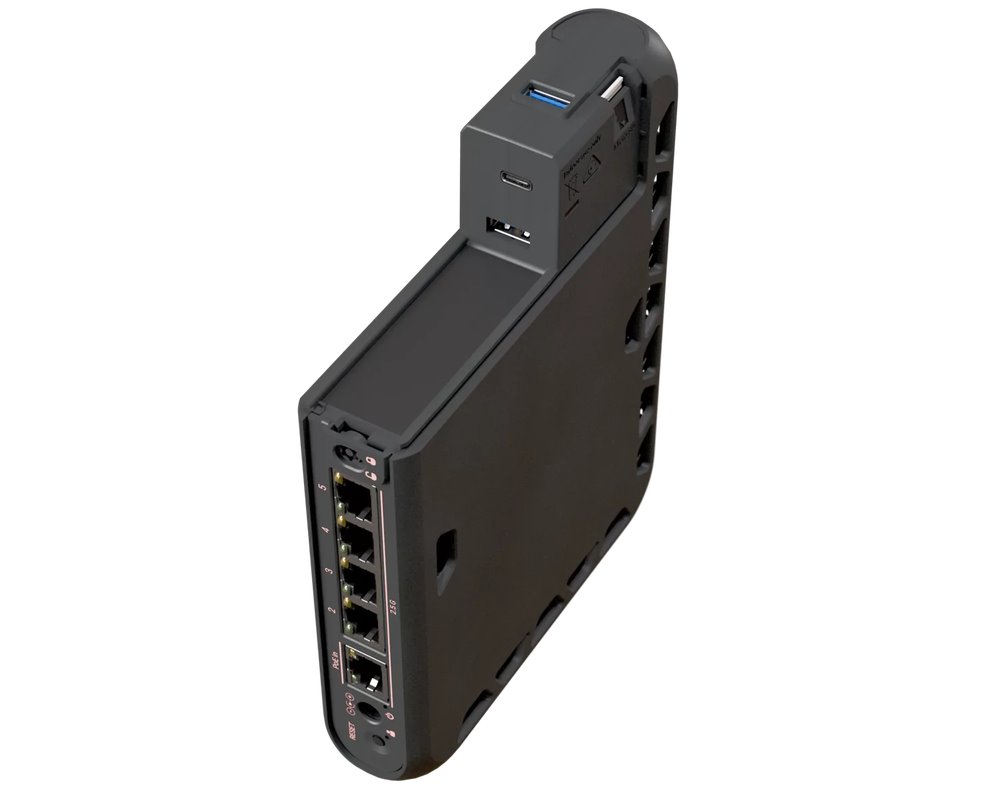 MikroTik MA53UG+HbeH, hAP be3 Media Wi-Fi 7 Router, BE9300, 5x2.5G, MicroSD, 2xUSB-A, 1xUSB-C