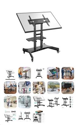 ONKRON Tilting Mobile TV Stand for 50'' – 83 Inch LCD LED OLED TV Screens & Touch Panels Rolling TV Cart on Wheels
