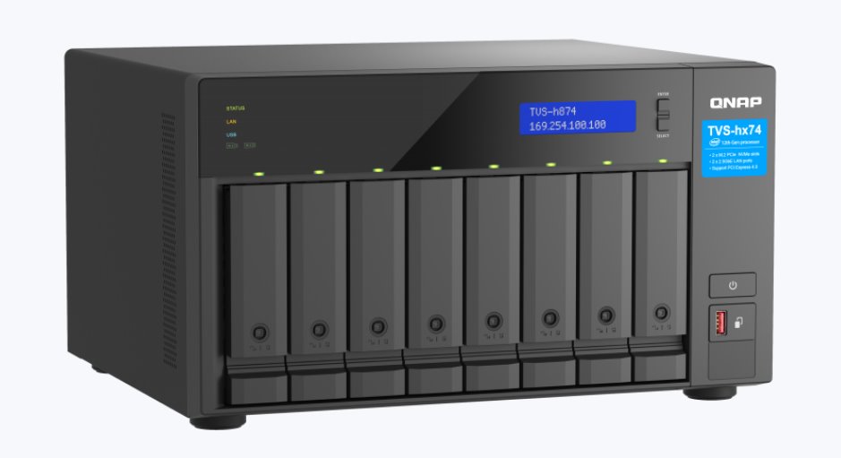 QNAP 8-bay TVS-h874-i5-32G (Core i5 4,4GHz, 32GB DDR4, 8x 3,5", 2x M.2 PCIe Gen4, 2x 2,5GbE)