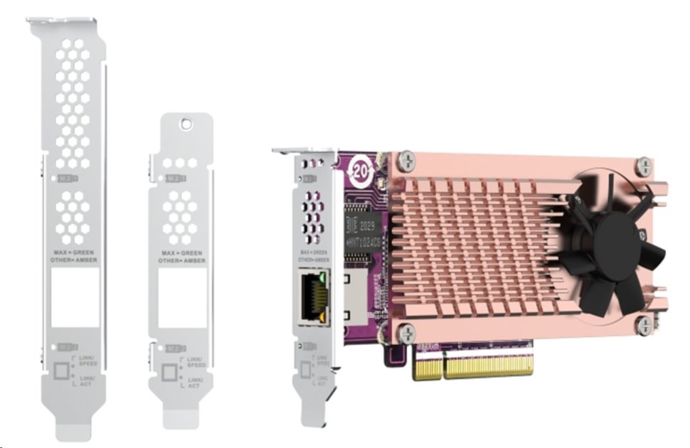 QNAP QM2-2P10G1TB - Řadič: Marvell AQC113C Konektor: 2 x M.2 2280 PCIe (Gen3 x4) NVMe SSD slots