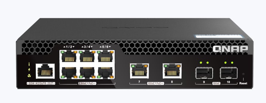 QNAP řízený PoE++ switch QSW-M2106PR-2S2T (6x 2,5GbE RJ45, 2x 10GbE RJ45, 2x 10GbE SFP+