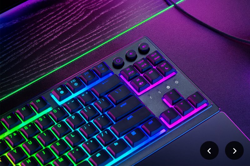RAZER herní klávesnice Ornata V3 Tenkeyless, US Layout, 8 Razer Chroma™ RGB Lighting Zones, Dedicated Media Keys,