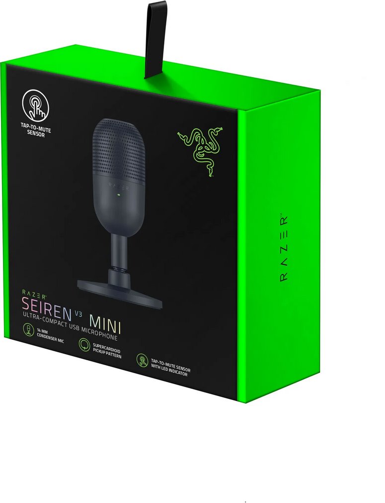 RAZER herní mikrofón Seiren V3 Mini - Black, Ultra-compact Streaming microphone