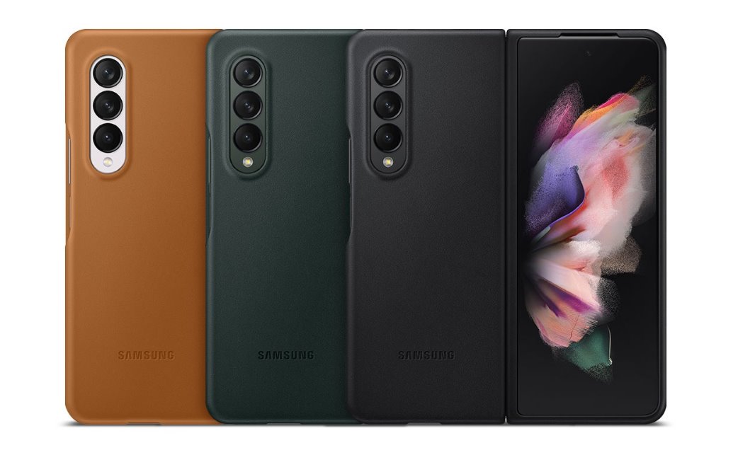Samsung Kožený zadný kryt Z Fold3 čierny