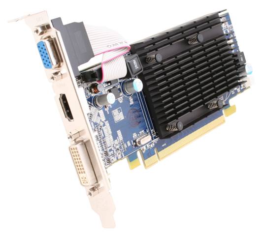 Sapphire HD4350 256MB (1GB HM) D2 600/300MHz HDMI+DVI+VGA Heatsink