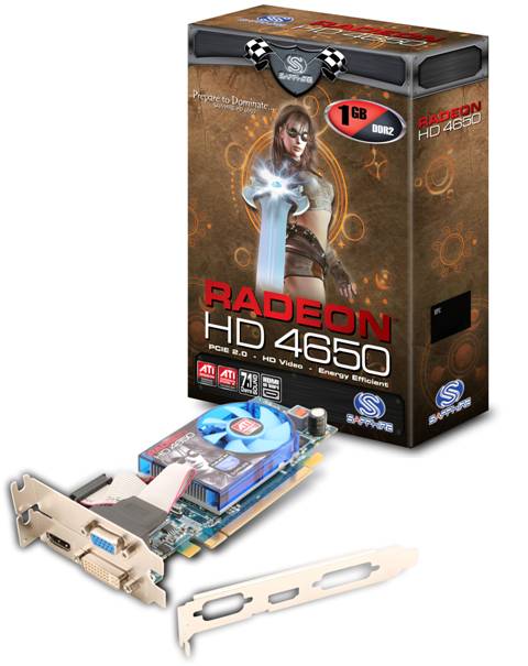 Sapphire HD4650 PCIe 1GB DDR2 600/400MHz DVI/HDMI Low Profile SnglSlot-fan