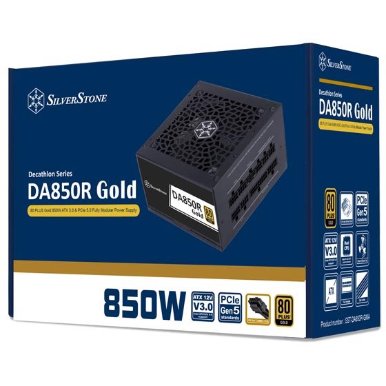 SilverStone DA850R-GMA, ATX3.0/3.1, modulární, 80 PLUS Gold, 850W, černý