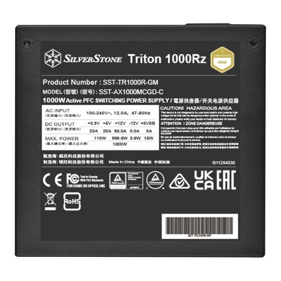 SilverStone Triton TR850R-GM, ATX 3.1, modulární, Cybenetics Gold, 850W, černý
