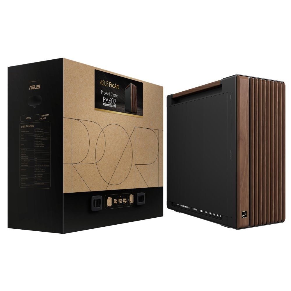 Skříň ASUS ProArt PA602 Walnut Wood Metal PWM Modern Black