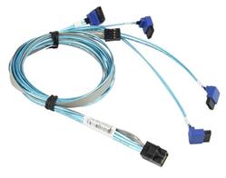SUPERMICRO Internal MiniSAS HD SFF-8643 to 4 Right Angle SATA (75/75/90/90cm) with Sideband 75cm Cable