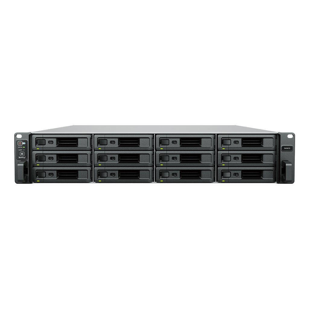 Synology SA3410 12-bay NAS, rack 2U, Intel Xeon D-1543, 16GB ECC, 2x PCIe, SAS/SATA, 2/4x 10/1GbE, eSATA, 2x zdroj