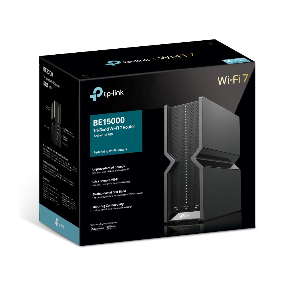TP-link Archer BE700 Tri-Band Wi-Fi 7 Router BE15000, 6 int., 1x10G, 1x2.5G, 3x1G, 1×USB-A 3.0