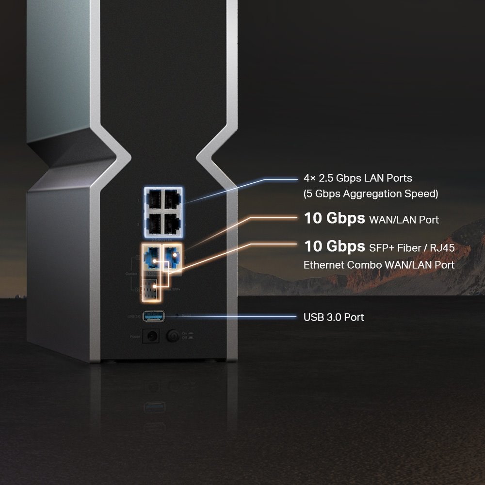 TP-link Archer BE800 Tri-Band Wi-Fi 7 Router BE19000, 8 int., 1x10G, 4x2.5G, 1xSFP+, 1×USB-A 3.0