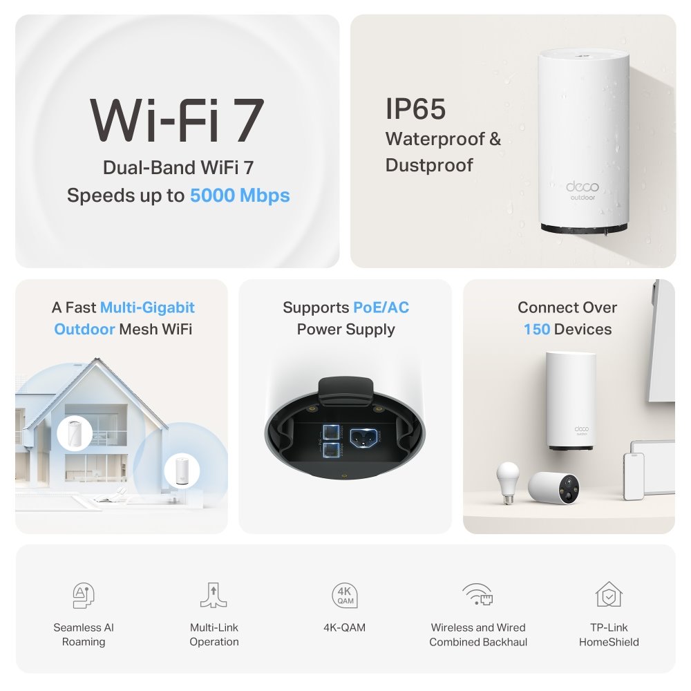TP-link Deco BE25-Outdoor Dual-Band Wi-Fi 7 Mesh System BE3600, 4 int., 2x2.5G, 1ks