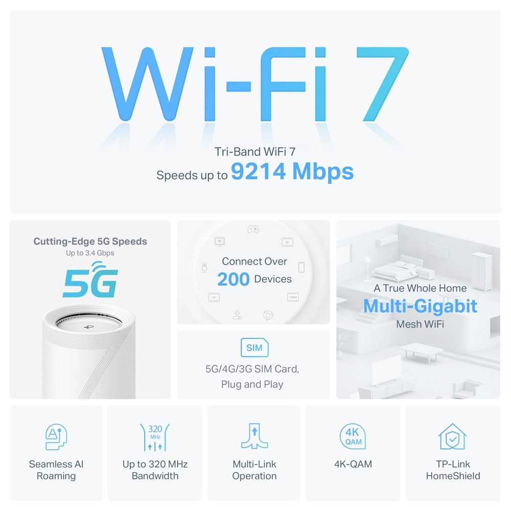 TP-link Deco BE65-5G Tri-Band Wi-Fi 7 Mesh Router BE9300, int., 3x2.5G, 1ks