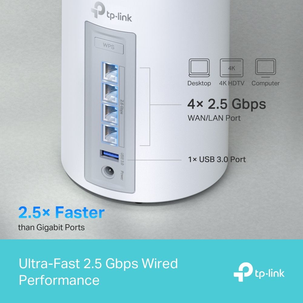 TP-link Deco BE65 Tri-Band Wi-Fi 7 Mesh System BE9300, 4 int., 4x2.5G, 1×USB-A 3.0, 2ks