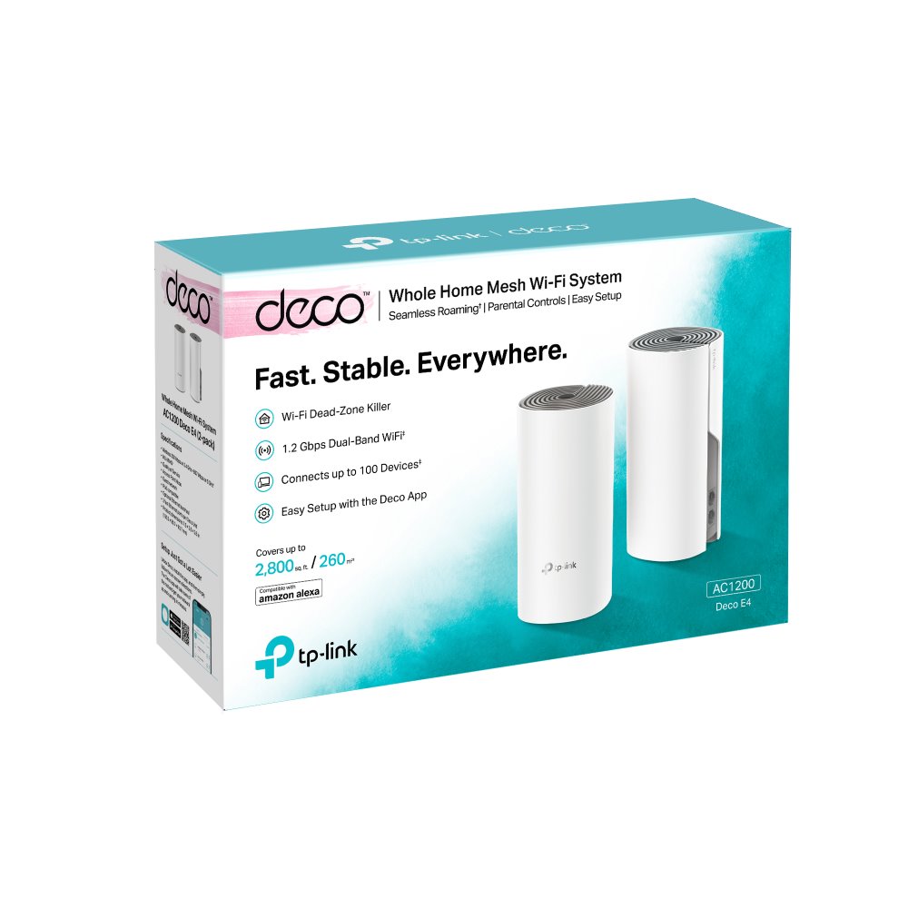 TP-link Deco E4 Wi-Fi Mesh System AC1200, 2 int., 2x100M, 2ks