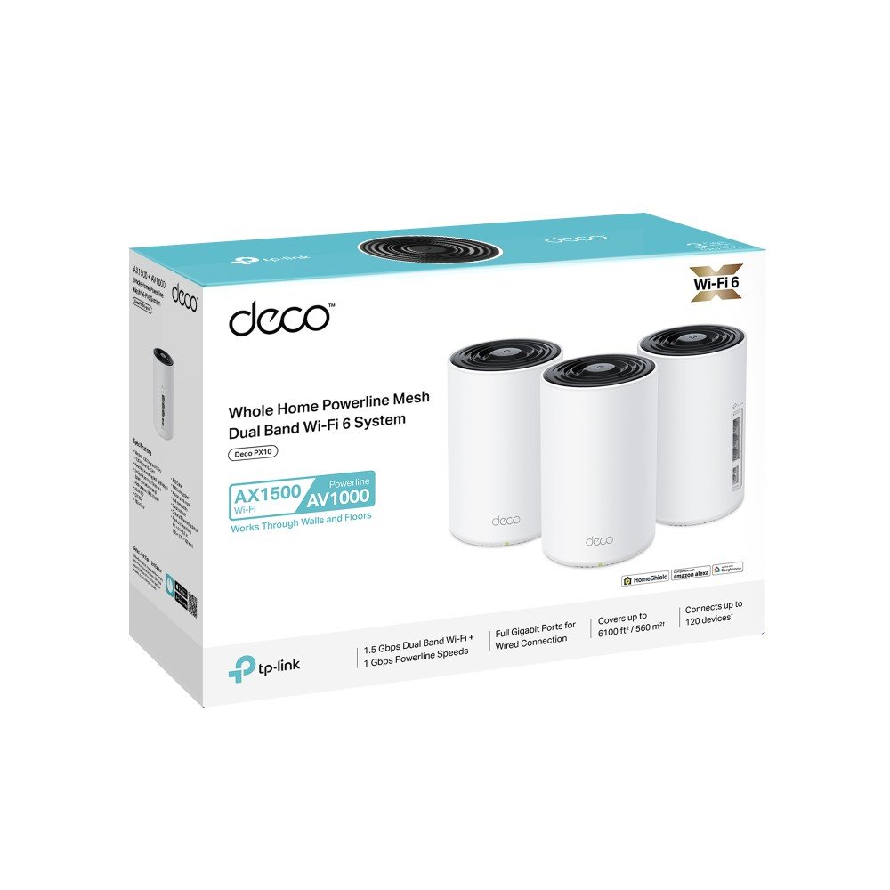TP-link Deco PX10 Powerline Wi-Fi 6 Mesh System AX1500, int., 3x1G, 3ks