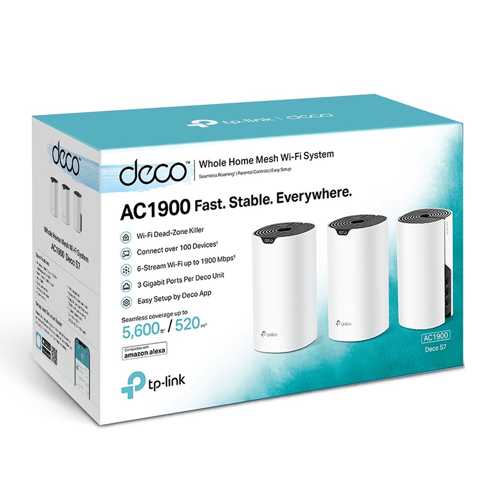 TP-link Deco S7 Wi-Fi Mesh System AC1900, 3 int., 3x1G, 3ks