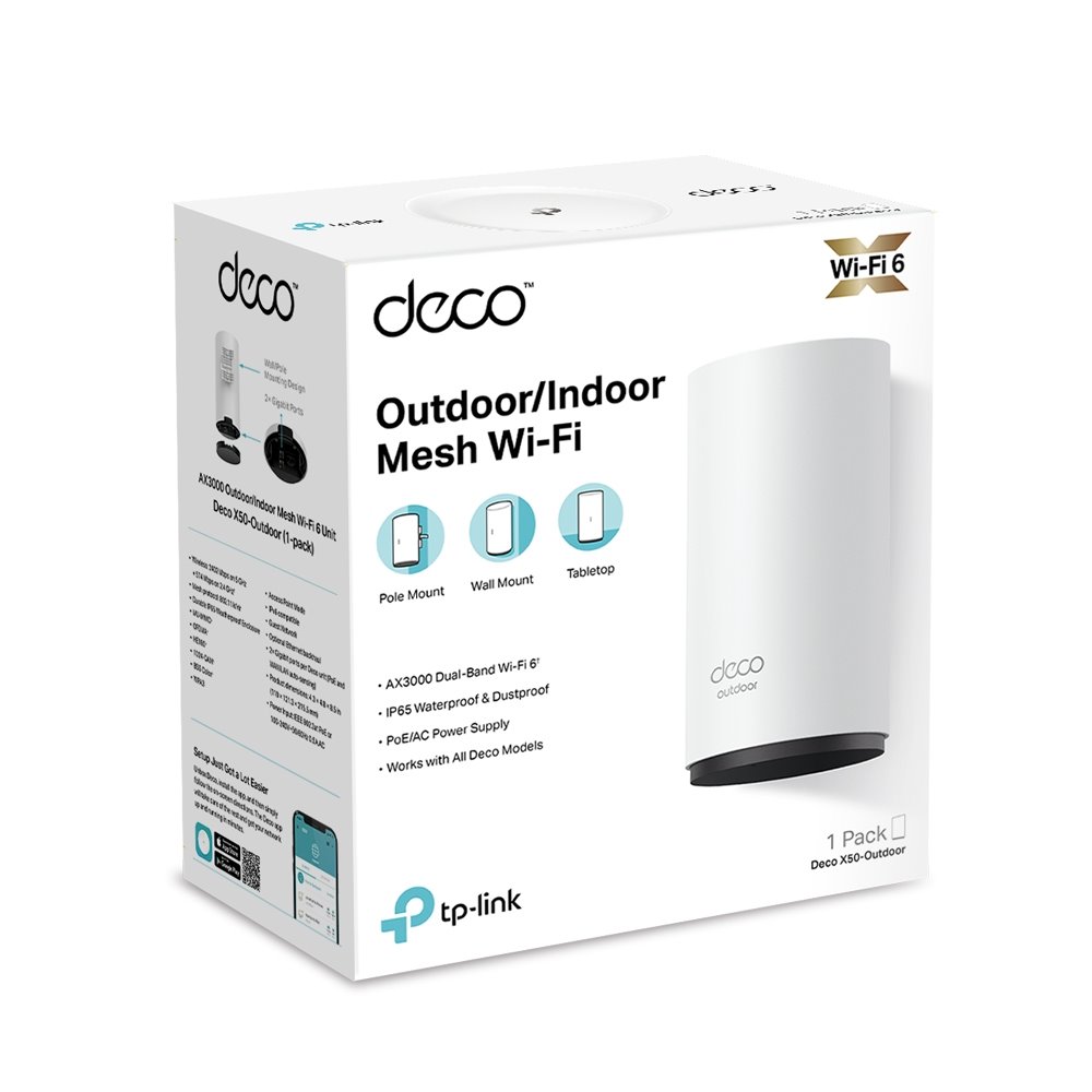 TP-link Deco X50-Outdoor Dual-Band Wi-Fi 6 Mesh System AX3000, 2 int., 2x1G, 1ks