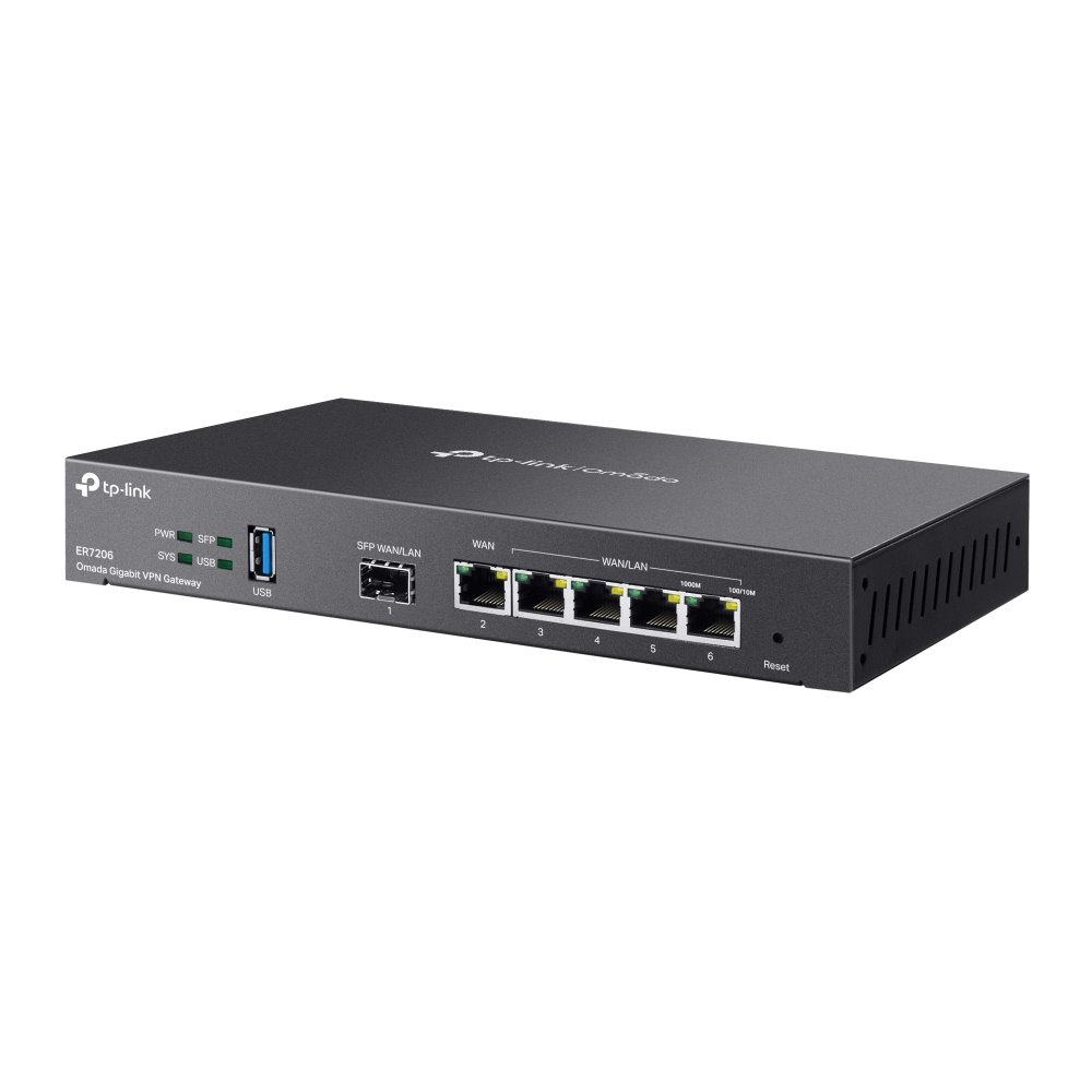 TP-link ER7206 Omada Gigabit VPN Router 1SFP WAN/LAN, 1G WAN, 4G LAN, 1x USB 3.0