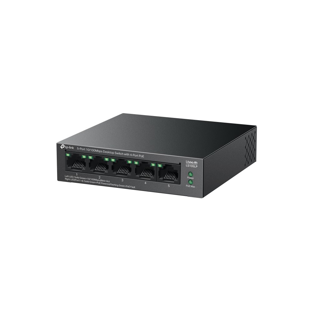 TP-link LS105LP Switch 5G, 4x PoE+ (40W), kovový, Desktop
