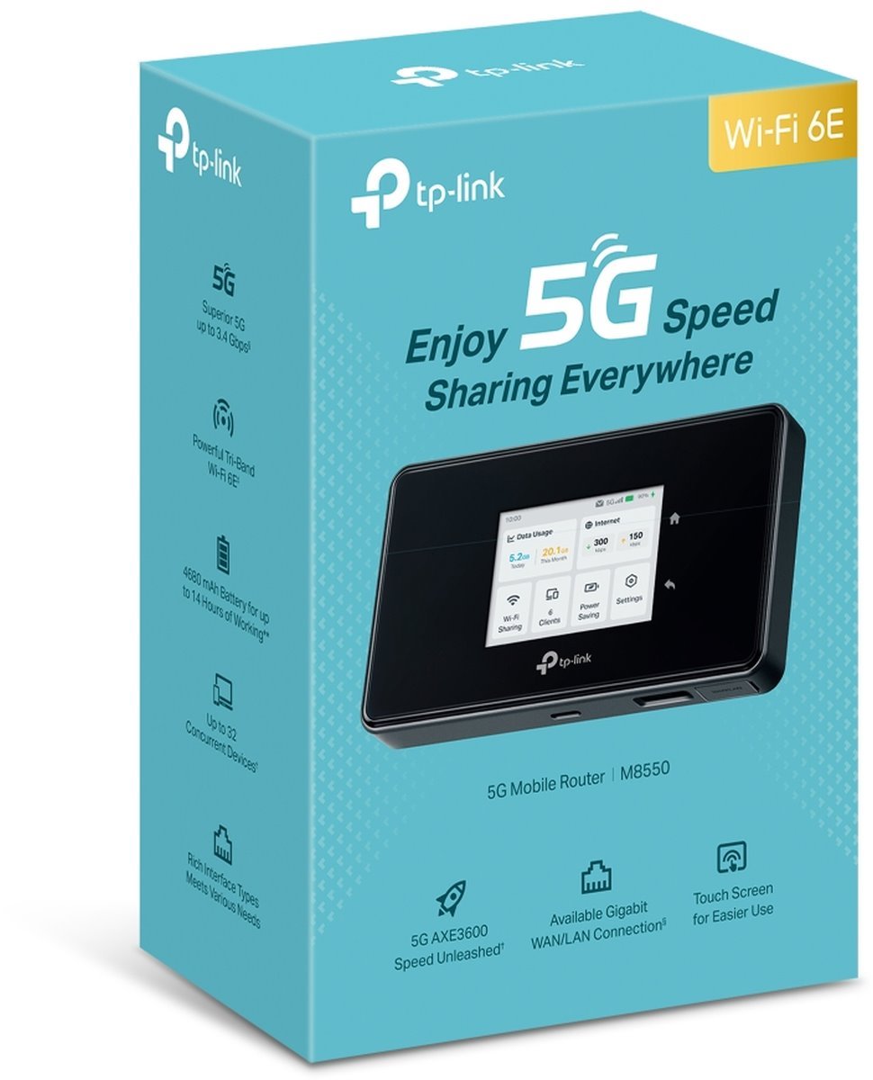 TP-Link M8550, bezdrátový přenosný gigabitový Wi-Fi 6E router s 5G