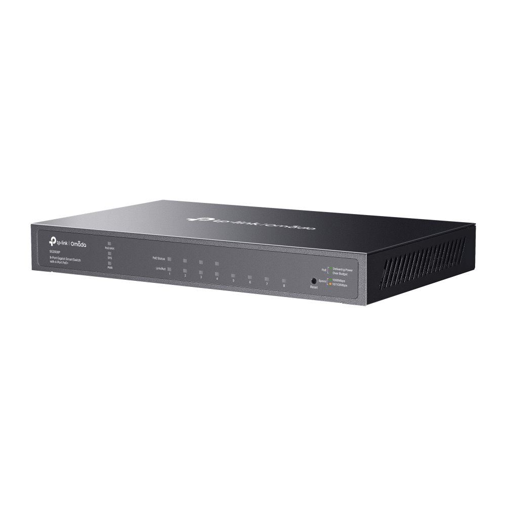 TP-link SG2008P Switch Omada 8G, 4x PoE+ (62W), L2 Managed, Desktop