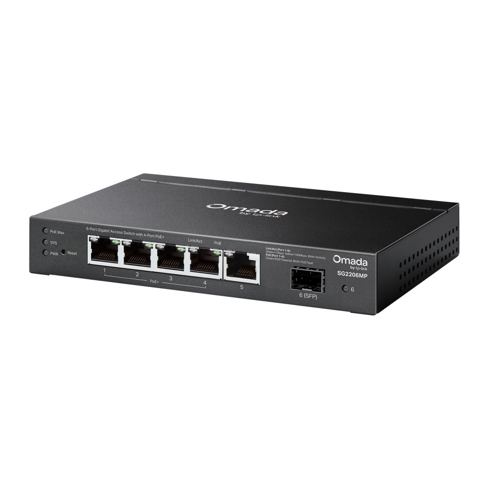 TP-link SG2206MP Switch Omada 4x 2.5G PoE+, 2SFP+, 225W PoE, L2 Managed, Rack