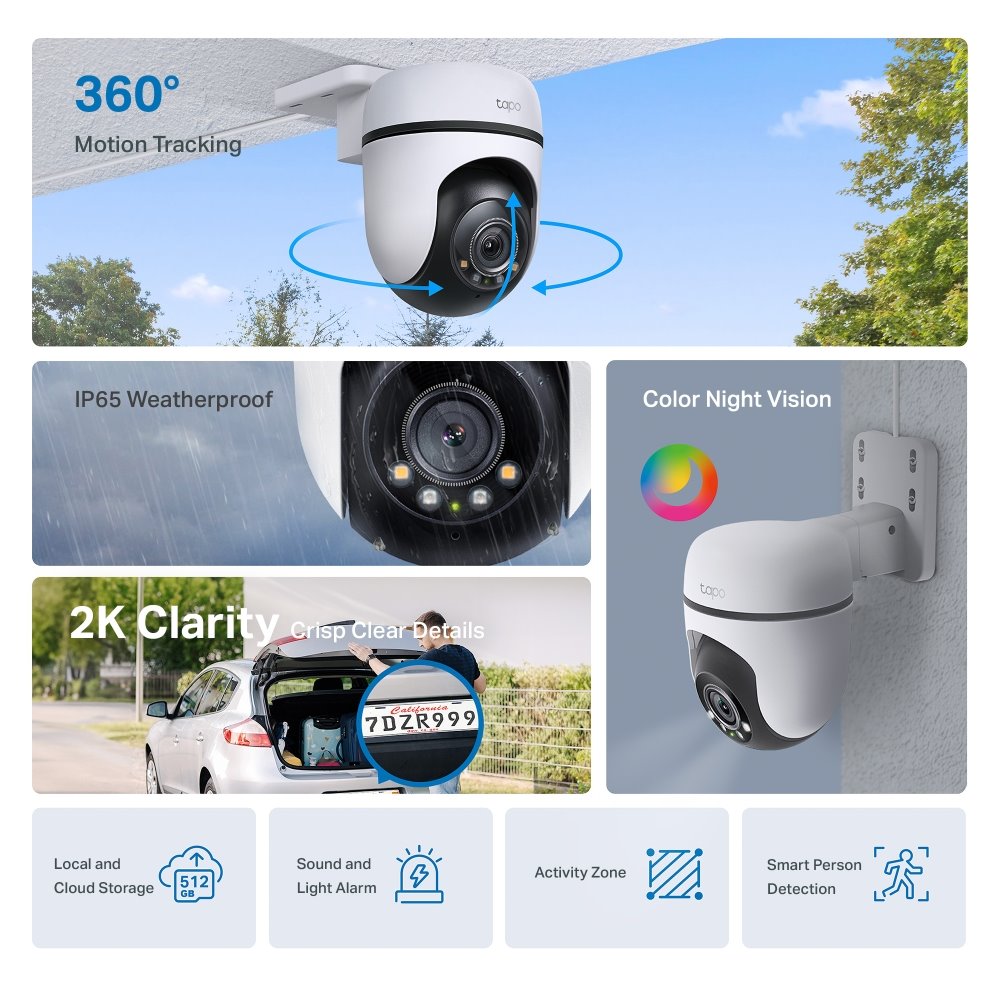 TP-link Tapo C510W Venkovní otočná IP kamera s Wi-Fi, 3Mpx, 3.9mm