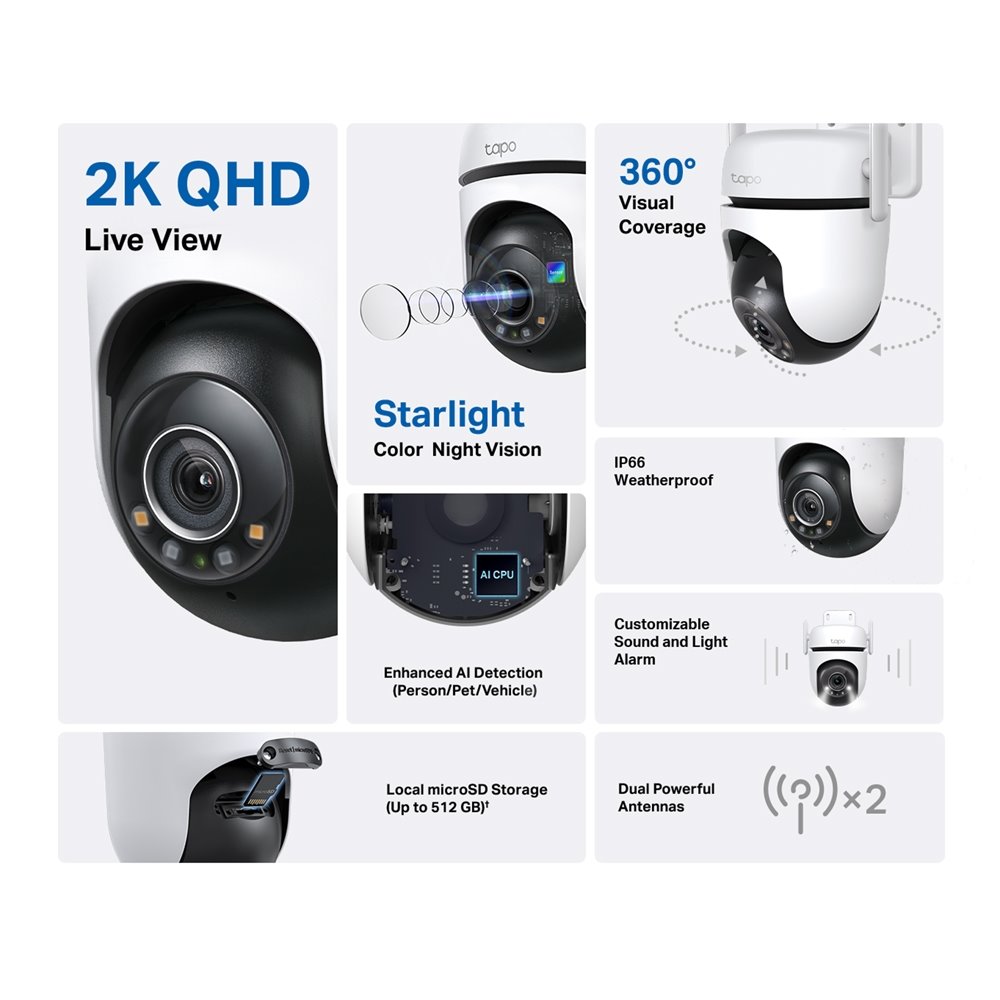TP-link Tapo C520WS Venkovní otočná IP kamera s Wi-Fi, 4Mpx, 3.18mm