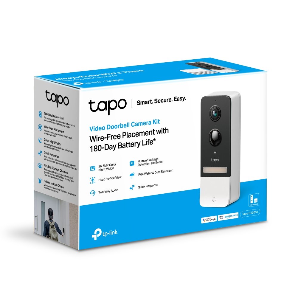 TP-link Tapo D230S1 Chytrý video zvonek KIT, 2K, 5MP, 5200mAh