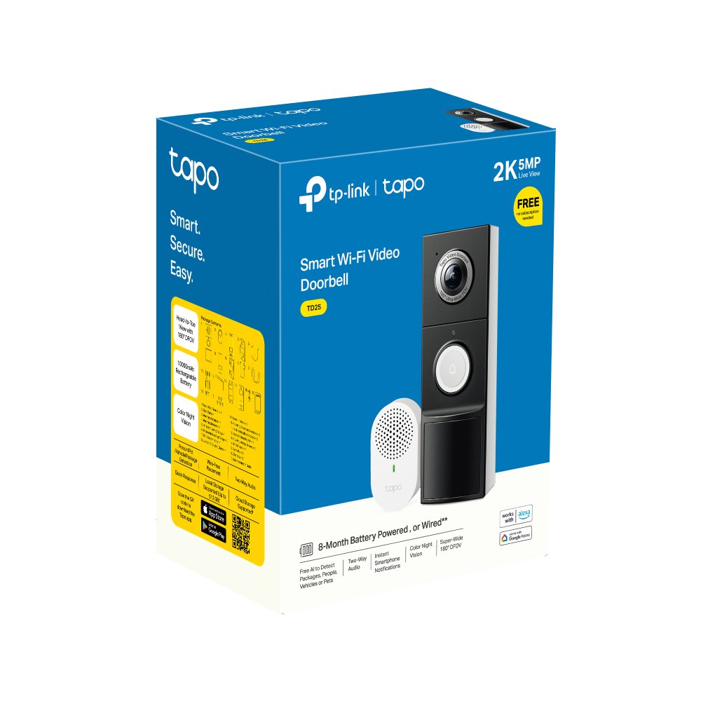TP-link Tapo D235 Video zvonek, 2K, 5MP, 10000mAh