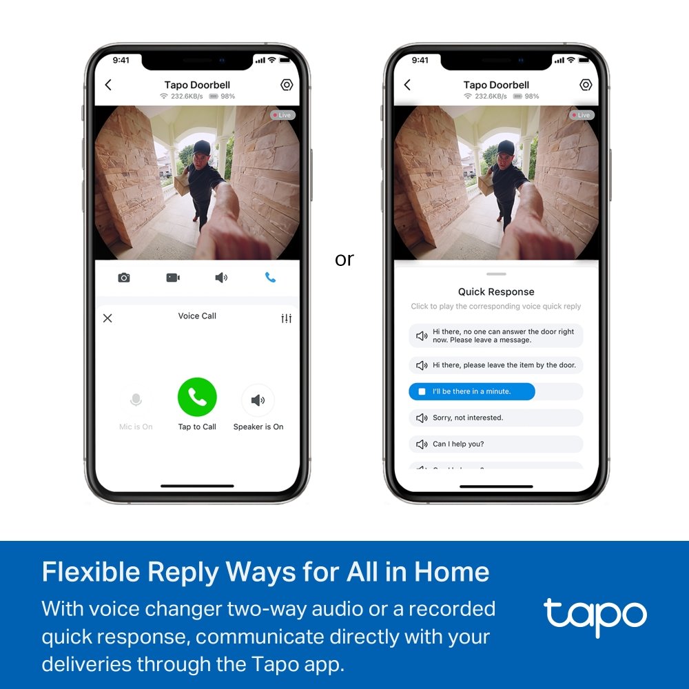 TP-link Tapo D235 Video zvonek, 2K, 5MP, 10000mAh