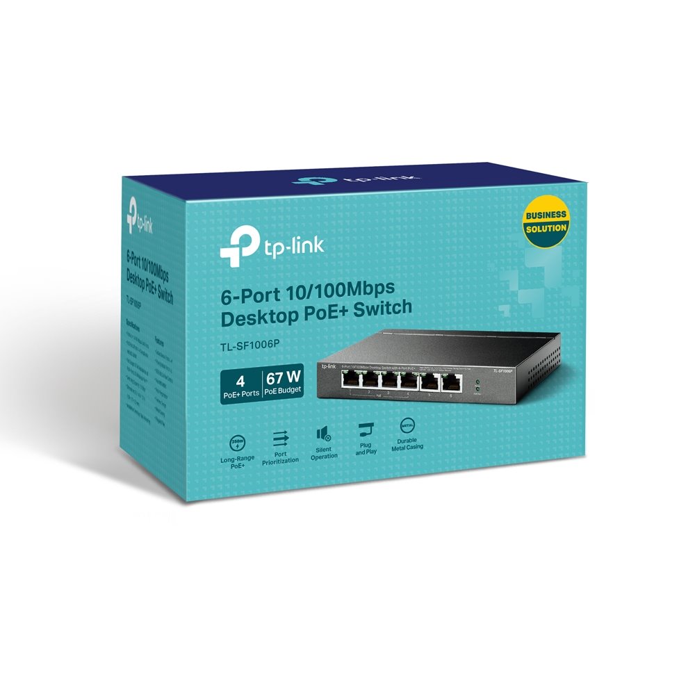 TP-link TL-SF1006P Switch 6x 10/100M, 4x PoE+ (67W), Unmanaged, Desktop