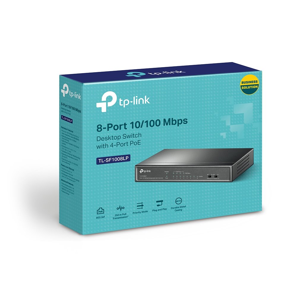TP-link TL-SF1008LP Switch 8x 10/100M, 4x PoE (41W), Unmanaged, Desktop